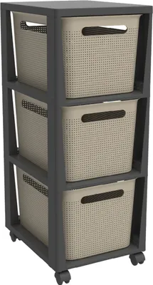 Produktbild von Rotho Tower Brisen Design-Kommode 3x16l mit Cappuccino-Rädern