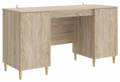 Image de Bureau vidaXL en bois d'ingénierie chêne Sonoma, 142,5 x 50 x 75 cm