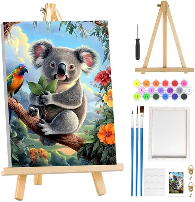 Obrázek produktu pro Sada k malování podle čísel, rozměry 20 x 30 cm, včetně rámu a stojanu, kvalitní akrylové barvy, vhodná pro dekoraci interiéru