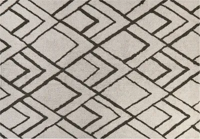 Zdjęcie produktu dla BELIANI Dywan biały z zielonym bawełniany 160 x 230 cm geometryczny wzór prostokątny styl boho do salonu sypialni