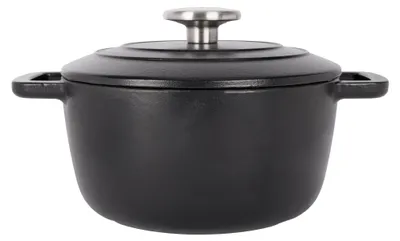 Obrázek produktu pro Hrnek z litiny s emailovaným povrchem a pokličkou 20 cm 2,7 L černá Fontestic Cosy & Trendy 9967204