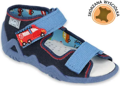 Produktbild von BEFADO Kinder Hausschuhe Sandalen 350P014 Lederinnesohle, Klettverschluss,  Blau 20