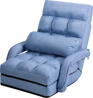 Produktbild von COSTWAY Klappsofa verstellbar, Bodenstuhlsofa mit Armlehnen und Kissen, Blau
