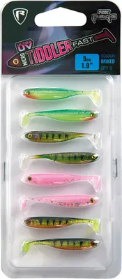 Immagine prodotto di Fox Rage Esca in gomma UV Micro Grub Tail Colore misto Confezione 4 cm 8 pezzi 8x Ultra UV Micro Tiddler Fast - 5cm