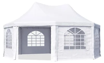 Produktbild von TOOLPORT Pagodenzelt Pavillon 6x6 m mit Fenstern - robuste PVC-Plane 700 weiß