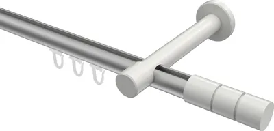 Produktbild von Interdeco Innenlaufstange / Gardinenstange mit Innenlauf Silbergrau / Weiß, Typ Prestige Elanto (Rillenzylinder), 20 mm Ø 1-läufig, 100 cm