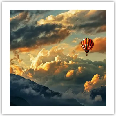 Produktbild von Poster - Poster ohne Rahmen - Wolken Ballon Flug - 50x50 cm - Wand Bild - Wanddeko - Wandbilder - Kunstposter - Wandposter - Bilder - Kunstdruck - Wanddekoration - Wandbild - P2XAC50x50-3791