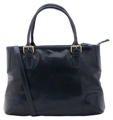 Produktbild von Damen Umhängetasche Rindsleder mit Reißverschluss und abnehmbarem Riemen Dark Brown B UNICA 28x43x16 cm 5566-Tmoro