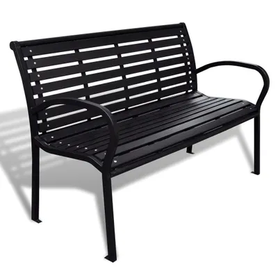 Zdjęcie produktu dla Ławka Ogrodowa, 125 Cm, Stal I Wpc, Czarna Lumarko!