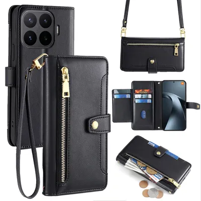 Produktbild von Handyhülle mit Portemonnaie für Xiaomi 17T Pro Handykette 5 Kartenfächer Schwarz