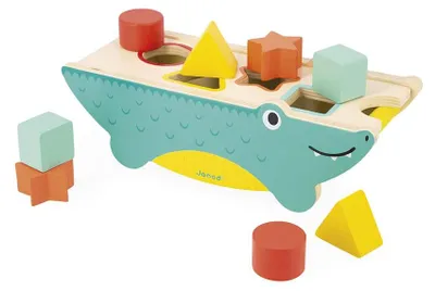 Produktbild von Janod - Kroko Formensortierer Tropik - Entwicklungsspielzeug aus Holz - Lernspie