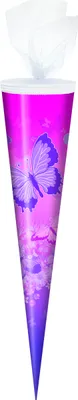 Produktbild von Schultüte / Zuckertüte / 70cm / rund / "Schmetterlinge"