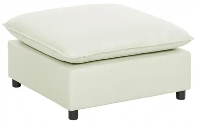 Image de HOMCOM Tabouret de pied Tabouret modulaire avec coussin moelleux, aspect lin, couleur crème