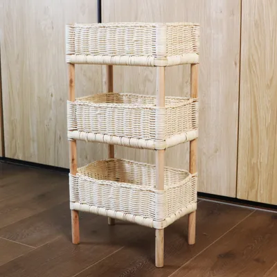 Produktbild von 360home geflochten Regal aus Rattan Standregal Stauraum weiß【TR600Y】