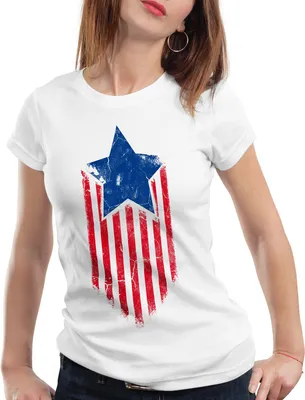 Produktbild von style3 USA American Star Damen T-Shirt, Farbe:Weiß, Größe:M
