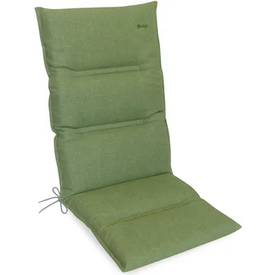A green chair cushion on a white background.