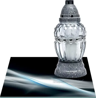 Zdjęcie produktu dla SZKLANA PODSTAWKA POD ZNICZE Z DEDYKACJĄ 40x40cm Popiel 125h