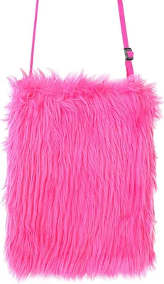 Produktbild von Neon Pinke Plüsch Umhängetasche 80er Jahre - Handtasche in neon pink