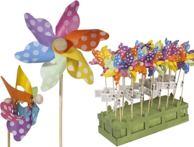 Produktbild von OOTB Bunte Windmühle mit weißen Punkten ca. 9 cm