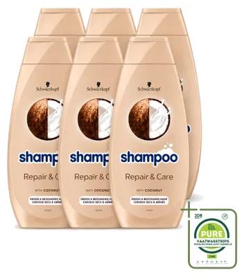 Obrázok produktu pre 6 ks šampónu Schwarzkopf Repair & Care na poškodené vlasy - 400 ml - veľké balenie