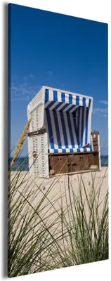 Produktbild von Wallario Premium Leinwandbild Strandkorb in Größe 30 x 75 cm