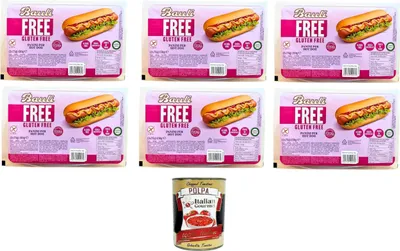 Produktbild von Bauli Free Hot Dog Brötchen – 2 Stück à 75g – Glutenfrei, Palmölfrei und Extra Weich 6x150gr + Italian Gourmet polpa 400g