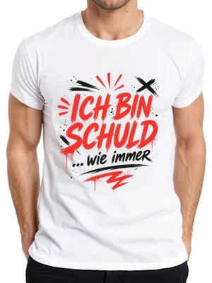 Productafbeelding van "Ik ben schuldig, zoals altijd," sarcastisch, grappig, statement T-shirt, wit, maat L