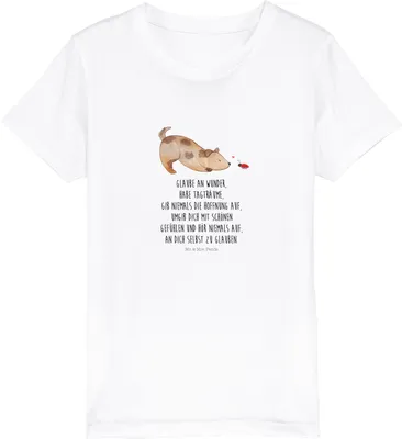 Produktbild von Mr. & Mrs. Panda Kleinkinder T-Shirt Hund Marienkäfer 12-14 Jahre (152/164) - Weiß - Geschenk, Kindershirt, Teenager, Bio Kinder, Baumwollshirt, Positiv, Träume, Wunder