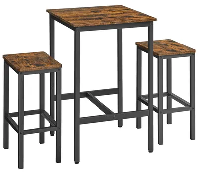 Produktbild von VASAGLE Bartisch mit Barhocker-Set, Esstisch mit 2 Stühlen