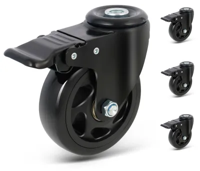 Productafbeelding van Meubelrol met rem, 100 mm zwenkwielen, set van 4 zware zwenkwielen voor meubels