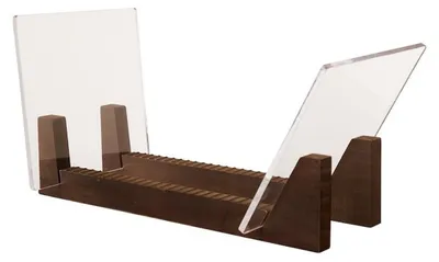 Imagen del producto de Soporte de madera para discos de vinilo, ideal para almacenar álbumes
