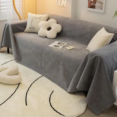 Produktbild von Sofabezug und Sofadecke Chenille Dunkelgrau 180x380cm