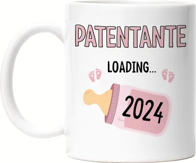 Produktbild von Patentante Loading 2024 Tasse Weiß Geschenk Werdende Patentante Babynews mit Ladebalken Schwangerschaft Geschenkidee