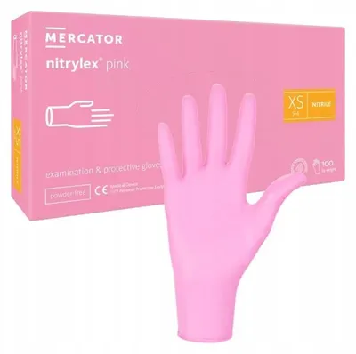 Produktbild von Einweghandschuhe Mercator Pink Nitril rosa Größe XS 100 Stück für Hygiene Daten