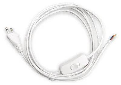 Produktbild von Netzkabel 3 m Eurostecker + Schalter 300 WS C7 weiß offenes Ende