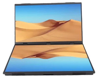 Imagen del producto de Extensor de pantalla portátil para laptop, de 18.5 pulgadas, con doble pantalla apilada, frecuencia de 120 Hz, resolución 1080P, plegable 360 grados y brillo de 300 nits. Compatible con PC con sistema operativo Windows