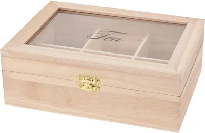 Produktbild von Teedose - natur - 6 Facher - Holz - 21 cm