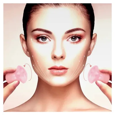 Produktbild von Gua Sha Massagebrett 2er Set aus Rosenquarz für Gesichts- und Körpermassage zur Entspannung von Nacken, Schultern und Rücken