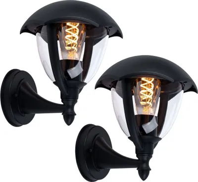 Produktbild von 2er Set Wandleuchte, Aluminium, schwarz, H 23,8 cm