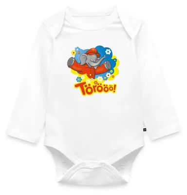 Produktbild von Spreadshirt Benjamin Blümchen Trötet Töröö Und Winkt Tages Baby Body Langarm, 86 (12-18 M.), Weiß