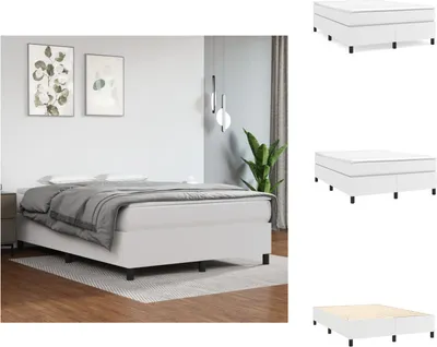 Obrázek produktu pro vidaXL Postel Box spring bílá 140x200 cm Imitace kůže - Postele a rámy postelí