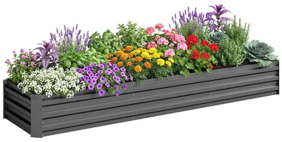 Produktbild von Hochbeet Gartenbeet offener Boden 240 x 60 x 30 cm Dunkelgrau für Garten und Außenbereich