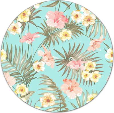 Produktbild von Glas Schneidebrett Herdabdeckplatten Schneideplatten Rund - 40 cm - Tropische Blumen