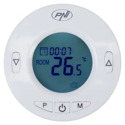Productafbeelding van Intelligente thermostaatkop PNI CT25T voor radiatoren, draadloze verbinding met de PNI CT25WIFI hub met internetbesturing, en bediening via de mobiele Tuya Smart-app