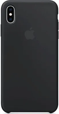 A black silicone case for an iPhone XS Max is shown from the back.