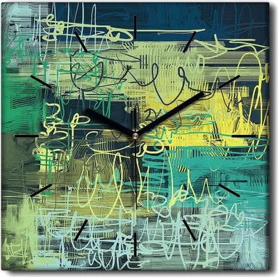 Produktbild von Coloray Uhr auf Leinwand 30x30 cm Wand Uhr Dekoration Wohnzimmer Segeltuch schwarze Hände -Abstraktion Kunstkunst