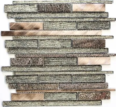Produktbild von Mosaikfliese Transluzent Aluminium beige kupfer Verbund Glasmosaik Crystal Stein Alu beige kupfer MOS49-GV74