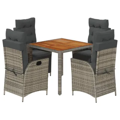 Produktbild von vidaXL 5-tlg. Garten-Essgruppe mit Kissen Grau Poly Rattan