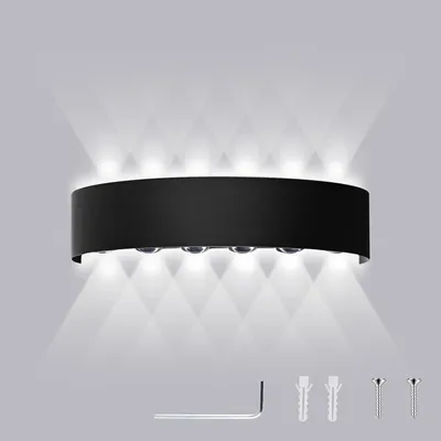 Produktbild von Swavitie Led Wandleuchte 12W 6500K Kaltes Weiß Up and Down Leuchten IP66 Schwarz