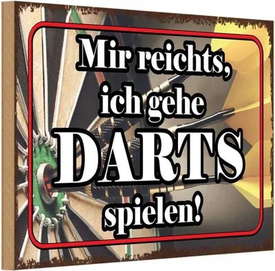 Produktbild von vianmo Holzschild 20x30 cm mir reichts ich gehe Darts Spiel Sport Hobby